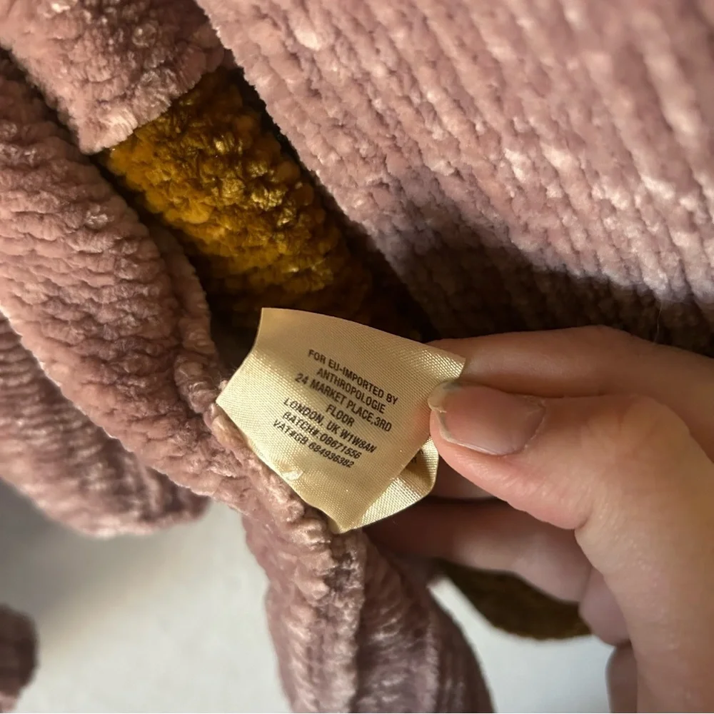 Moth Anthropologie Women’s M Cardigan Sweater Cozy Mauve Chenille Pockets Chunky - Picture 7 of 16